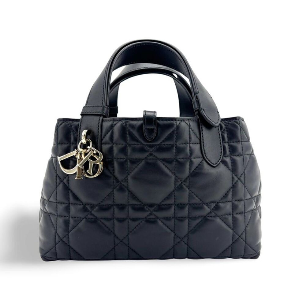 Christian Dior Toujours Macrocannage Quilt Calfskin Black Leather Tote Bag Bag